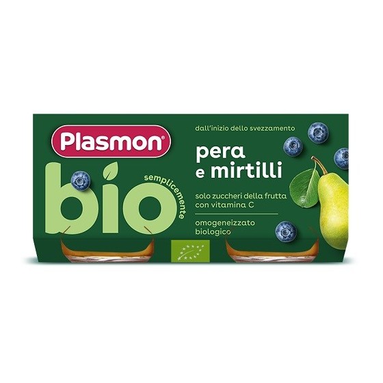 PLASMON OMOGENEIZZATO BIO PERA MIRTILLI 2 VASETTI X 80 G