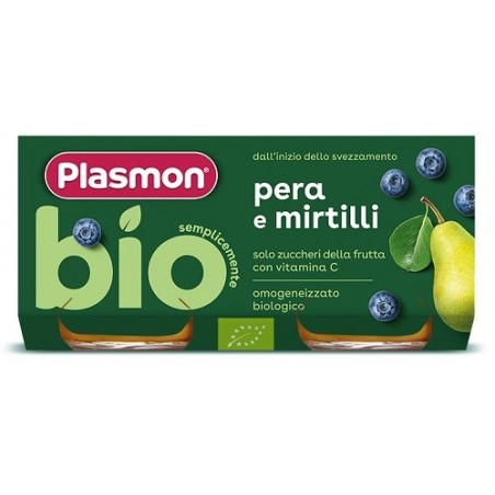 PLASMON OMOGENEIZZATO BIO PERA MIRTILLI 2 VASETTI X 80 G