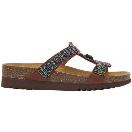 NEW BOGOTA' WEDGE SATIN+BEADS W BROWN 37