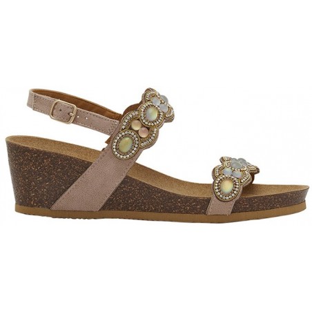ORTIGIA SANDAL MICROFIBRE + IRIDESCENT STONES W BEIGE 39