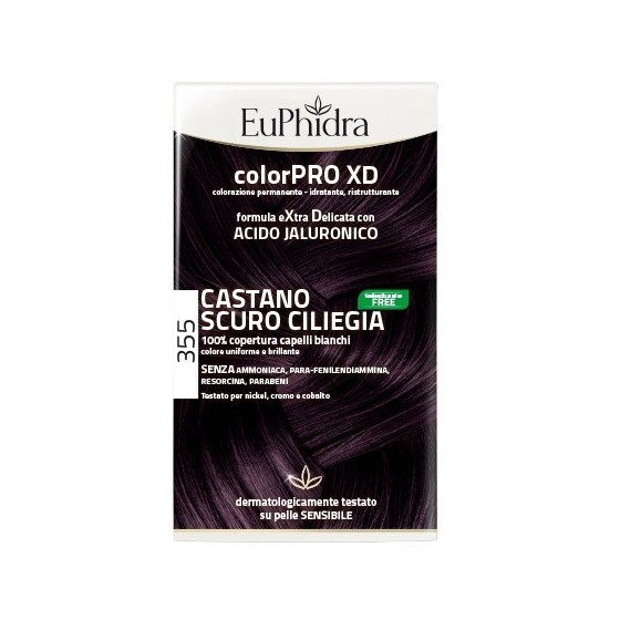 EUPHIDRA COLORPRO XD 355 CASTANO SCURO CILIEGIA GEL COLORANTE CAPELLI IN FLACONE + ATTIVANTE + BALSAMO + GUANTI