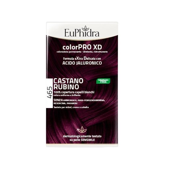 EUPHIDRA COLORPRO XD 465 CAST RUBINO GEL COLORANTE CAPELLI IN FLACONE + ATTIVANTE + BALSAMO + GUANTI