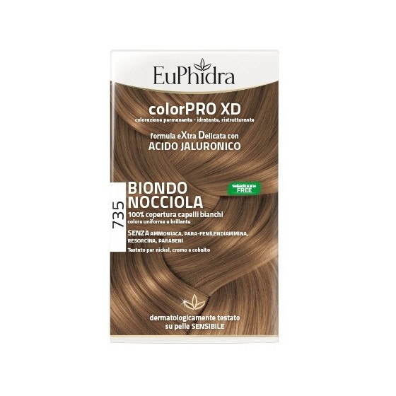 EUPHIDRA COLORPRO XD 735 BIONDO NOCCIOLA GEL COLORANTE CAPELLI IN FLACONE + ATTIVANTE + BALSAMO + GUANTI