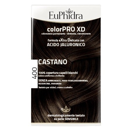 EUPHIDRA COLORPRO XD 400 CASTANO GEL COLORANTE CAPELLI IN FLACONE + ATTIVANTE + BALSAMO + GUANTI