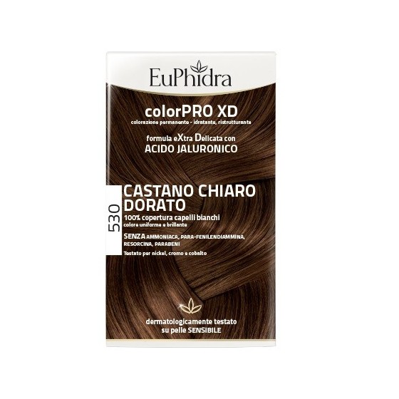 EUPHIDRA COLORPRO XD 530 CASTANO CHIARO DORATO GEL COLORANTECAPELLI IN FLACONE + ATTIVANTE + BALSAMO + GUANTI