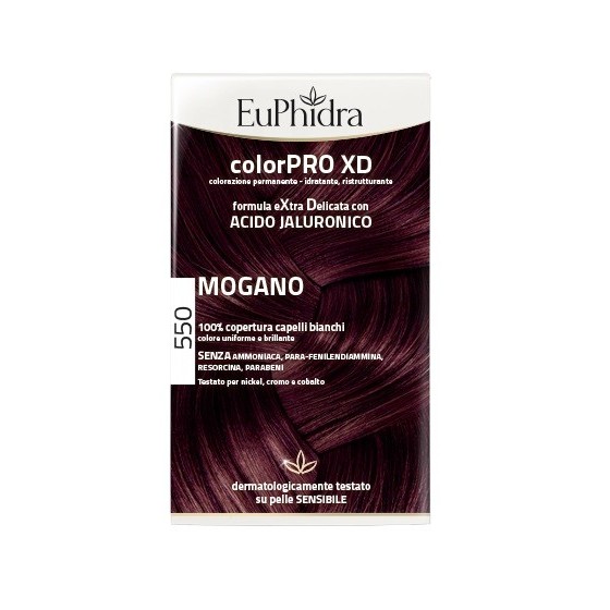 EUPHIDRA COLORPRO XD 550 MOGANO GEL COLORANTE CAPELLI IN FLACONE + ATTIVANTE + BALSAMO + GUANTI