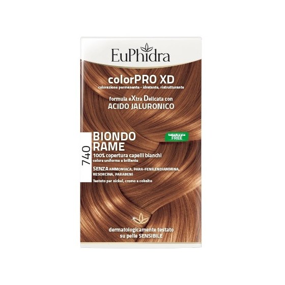EUPHIDRA COLORPRO XD 740 BIONDO RAME GEL COLORANTE CAPELLI IN FLACONE + ATTIVANTE + BALSAMO + GUANTI