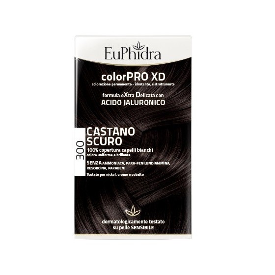 EUPHIDRA COLORPRO XD 300 CASTANO SCURO GEL COLORANTE CAPELLIIN FLACONE + ATTIVANTE + BALSAMO + GUANTI