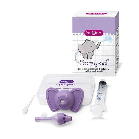BUONA SPRAY-SOL KIT 5 PEZZI 1 SPRAY SOL + 1 SIRINGA LUER LOCK DA 5 ML + 1 AGO CANNULA + ELEFANTINO COPRI-SIRINGA