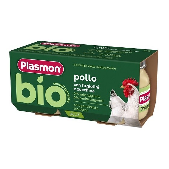 PLASMON BIO OMOGENEIZZATO POLLO CON FAGIOLINI E ZUCCHINE 2 PEZZI