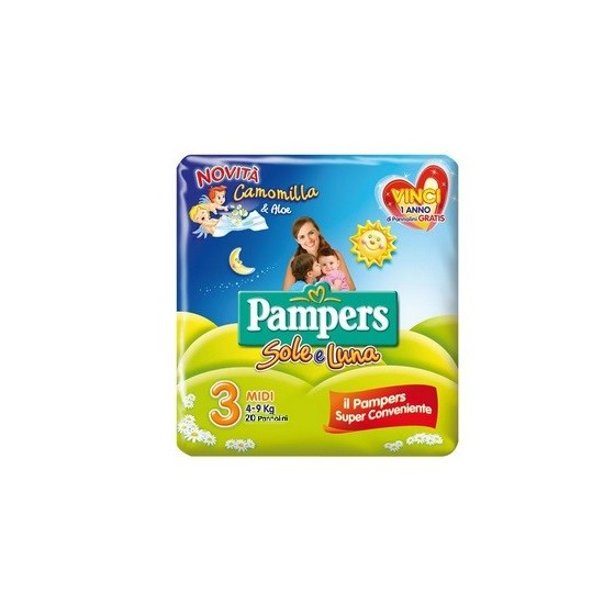 PANNOLINO PER BAMBINO PAMPERS SOLE & LUNA MIDI 20 PEZZI