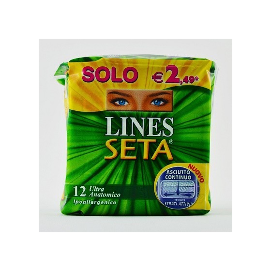 ASSORBENTI IGIENICI FEMMINILI LINES SETA ULTRA ANATOMICO 12 PEZZI