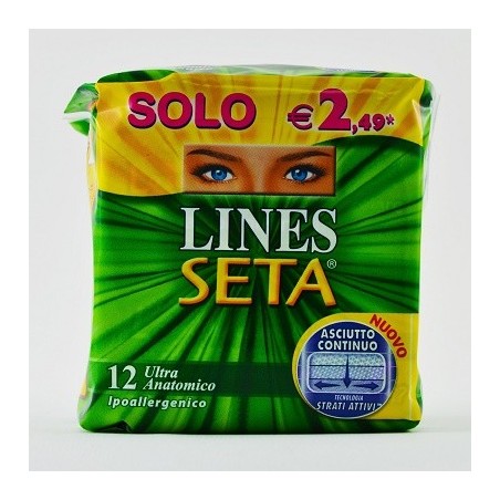 ASSORBENTI IGIENICI FEMMINILI LINES SETA ULTRA ANATOMICO 12 PEZZI