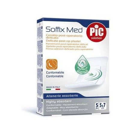 CEROTTO PIC SOFFIX MED IN TNT CON TAMPONE CENTRALE ASSORBENT E STERILE MONOUSO 5X7 CM ANTIBATTERICO 5 PEZZI