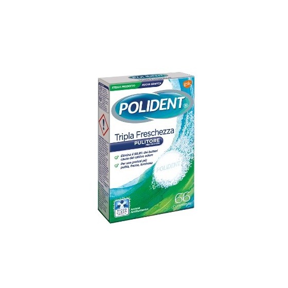 POLIDENT TRIPLA FRESCHEZZA 66 COMPRESSE