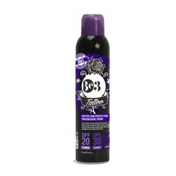 BE3 PROTEZIONE SOLARE SPRAY PER TATUAGGI SPF 20/30/50+ 175 M L
