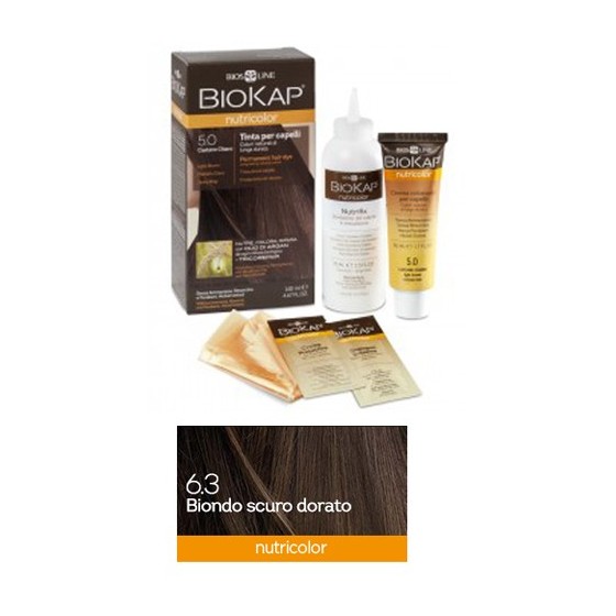 BIOKAP NUTRICOLOR 6,3 BIONDO ORO SCURO TINTA TUBO + FLACONE