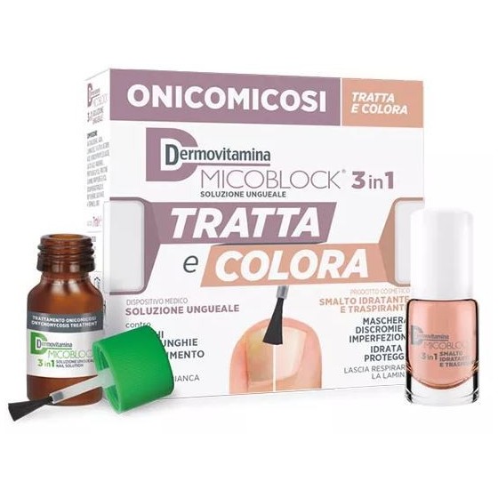 DERMOVITAMINA MICOBLOCK TRATTA E COLORA 3 IN 1 SOLUZIONE UNGUEALE 7 ML + SMALTO IDRATANTE TRASPIRANTE 5 ML
