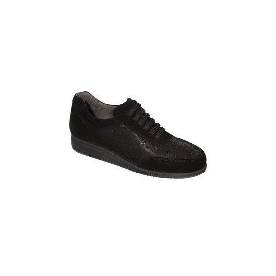 CALZATURA JANET SNEAKER GLITEXSUE-W BLACK 39 TESSUTO GLITTERATO + PELLE SCAMOSCIATA COLLEZIONE AW20