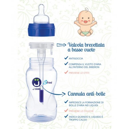 J BIMBI B FREE CLASSIC 330 ML BIBERON IN PP CON CANULA ANTIC OLICHE E TETTARELLA IN SILICONE