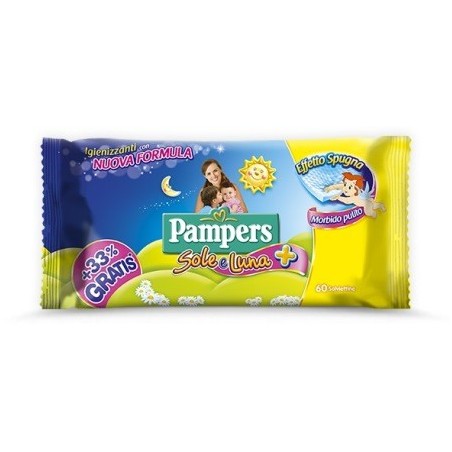 PAMPERS WIPES SOLE & LUNA EFFETTO SPUGNA 60 SALVIETTE