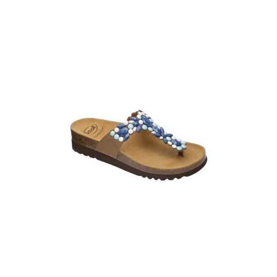 ALICIA FLIP-FLOP MICROFIBRE+BEADS W BLU LIGHT/MULTI 38