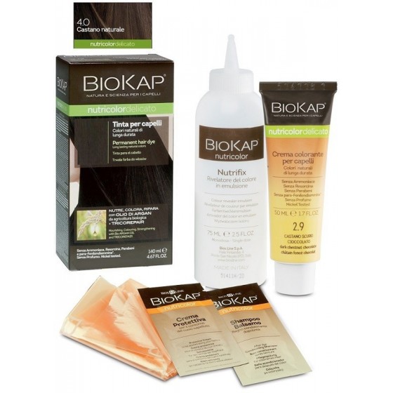 BIOKAP NUTRICOLOR DELICATO 4,00 CASTANO NATURALE TINTA TUBO+ FLACONE