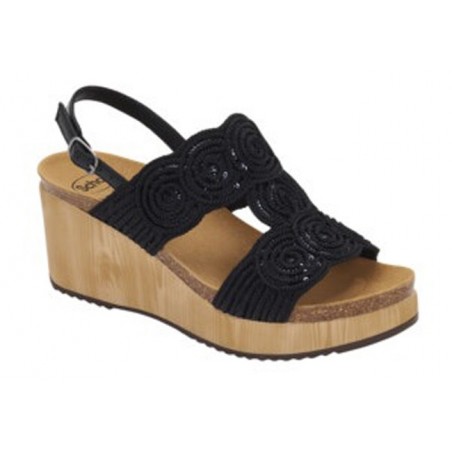 CALZATURA SABAUDIA SANDAL RAFFIA+SEQUINS WOMAN BLACK TECNOLOGIA BIOPRINT MATERIALE RAFFIA + PAILLETTES FODERA TOMAIA SIMILPELLE
