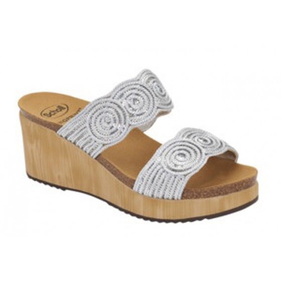 CALZATURA SABAUDIA 2 STRAPS RAFFIA+SEQUINS WOMAN SILVER TECNOLOGIA BIOPRINT MATERIALE RAFFIA + PAILLETTES FODERA TOMAIASIMILPEL