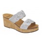 CALZATURA SABAUDIA 2 STRAPS RAFFIA+SEQUINS WOMAN SILVER TECNOLOGIA BIOPRINT MATERIALE RAFFIA + PAILLETTES FODERA TOMAIASIMILPEL