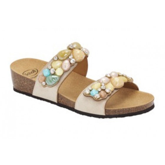 CALZATURA PALAU 2 STRAPS MICROFIBRE+ACCESSORIES WOMAN BEIGE/MULTI TECNOLOGIA BIOPRINT MATERIALE MICROFIBRA + ORNAMENTO FODERA T