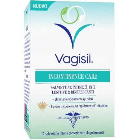 VAGISIL INCONTINENCE CARE SALVIETTINE INTIME 2IN1 LENITIVE &RINFRESCANTI 12 PEZZI