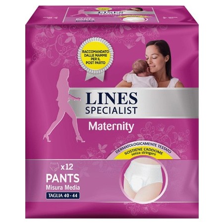 LINES SPECIALIST MATERNITY MUTANDINA ASSORBENTE PER PERDITEPOST PARTO MISURA MEDIUM 12 PEZZI
