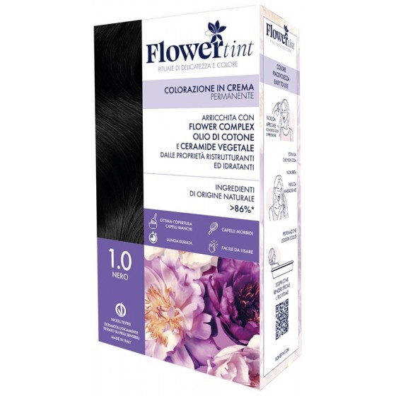 FLOWERTINT COLORAZIONE IN CREMA PERMANENTE 1,0 NERO