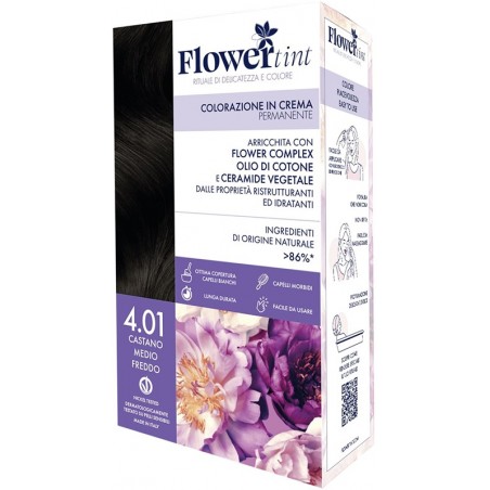 FLOWERTINT COLORAZIONE IN CREMA PERMANENTE 4,01 CASTANO MEDIO FREDDO