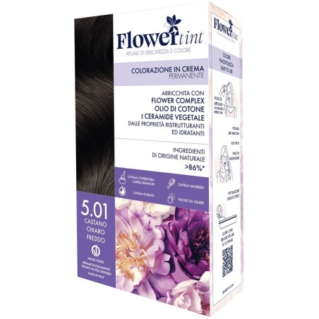 FLOWERTINT COLORAZIONE IN CREMA PERMANENTE 5,01 CASTANO CHIARO FREDDO