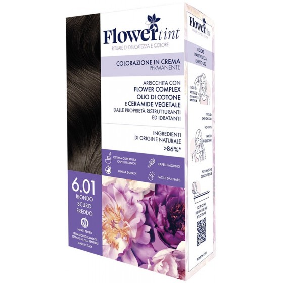 FLOWERTINT COLORAZIONE IN CREMA PERMANENTE 6,01 BIONDO SCUROFREDDO
