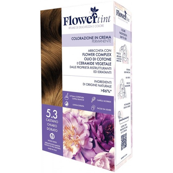 FLOWERTINT COLORAZIONE IN CREMA PERMANENTE 5,3 CASTANO CHIARO FREDDO