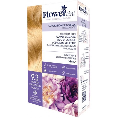 FLOWERTINT COLORAZIONE IN CREMA PERMANENTE 9,3 BIONDO CHIARISSIMO DORATO