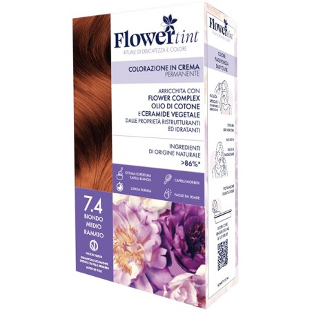 FLOWERTINT COLORAZIONE IN CREMA PERMANENTE 7,4 BIONDO MEDIODORATO