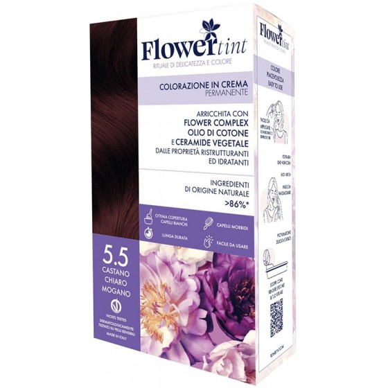 FLOWERTINT COLORAZIONE IN CREMA PERMANENTE 5,5 CASTANO CHIARO MOGANO