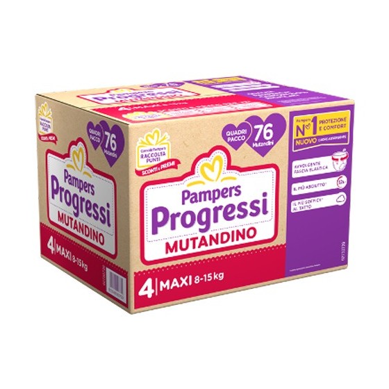 PAMPERS PROGRESSI MUTANDINA QUADRI MAXI 76 PEZZI