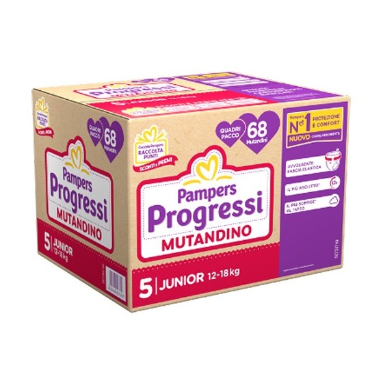 PAMPERS PROGRESSI MUTANDINA QUADRI JUNIOR 68 PEZZI