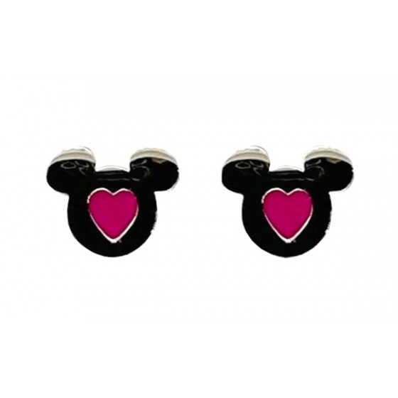 DISNEY ORECCHINO MICKEY CUORE SMALTO ROSA