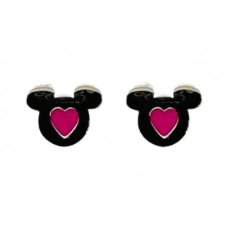 DISNEY ORECCHINO MICKEY CUORE SMALTO ROSA