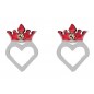 DISNEY ORECCHINO CUORE CORONA SMALTO ROSA