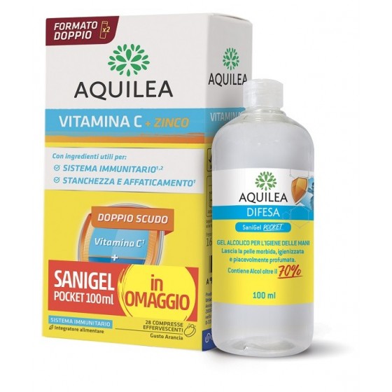 AQUILEA VITAMINA C 14 COMPRESSE EFFERVESCENTI BIPACK + SANIGEL POCKET 100 ML IN OMAGGIO