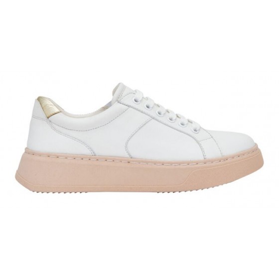 BROOKLYN LACES LEATHER SCARPA WOMAN WHITE/PINK 36