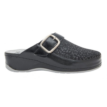 GEMINI BUCKLE PATENTED SYNTHETIC+ELASTICATED CIABATTA WOMANBLACK 39
